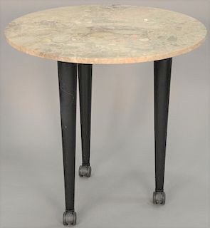 Contemporary marble top table. height 29 inches, diameter 30 inches   Provenance: Estate of Peggy & David Rockefeller having sta...
