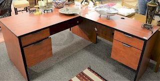 Contemporary computer desk and lateral file cabinet. desk (not including side arm) desk: height 30 inches, width 36 inches, cabinet:...