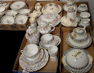 Five tray lots to include Copeland Spode Shanghai breakfast set with teapot, coffee pot, plates, cups, and Steubenville breakfast se...