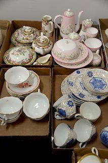 Four tray lots to include crown Staffordshire breakfast set, English plates, cups and saucers, a Copeland Spode breakfast set, six H...