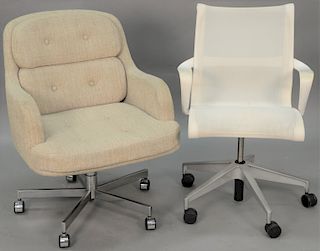 Two contemporary modern swivel office chairs. 

Provenance: Estate of Peggy & David Rockefeller having stamp/label.