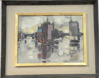 Max Gunther (1934-1974), oil on canvas, Decomposed City "Cite Decomposee" 1958; signed, titled, and dated on verso; signed lower rig...