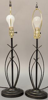 Large lot of assorted table lamps along with two plug-in globes (18 lamps total). height 14 inches to 26 inches   Provenance: Es...