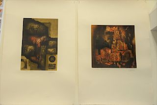 Group of seven unframed lithographs and prints to include five Obra De Hans Suliman Grudzinski pencil signed lithographs, etc. plate...