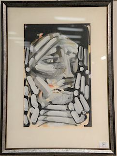 Stanley Robert Boxer (1926-2000), watercolor on paper, abstraction portrait, signed and dated lower right: Boxer 83, sight size: 17...