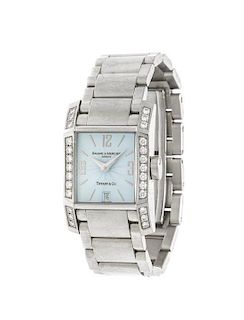 A Stainless Steel and Diamond Wristwatch, Baume & Mercier for Tiffany & Co.,