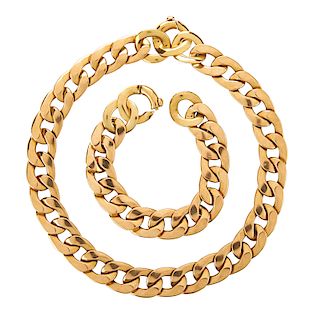 YELLOW GOLD CURB LINK NECKLACE & BRACELET