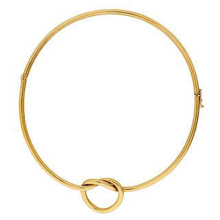 YELLOW GOLD OPEN KNOT COLLAR NECKLACE