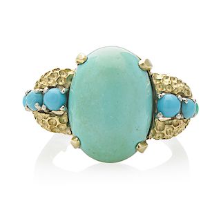 PERSIAN TURQUOISE & YELLOW GOLD COCKTAIL RING
