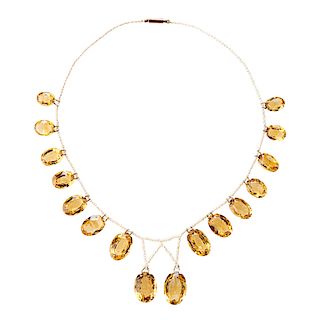 ANTIQUE CITRINE & SEED PEARL NECKLACE