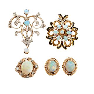 COLLECTION OF OPAL & YELLOW GOLD JEWELRY