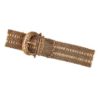 VICTORIAN YELLOW GOLD BELTED STRAP BRACELET