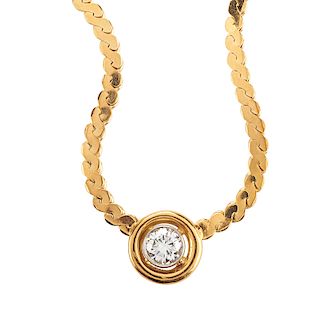 DIAMOND SOLITAIRE & YELLOW GOLD NECKLACE