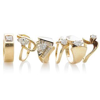 GROUP OF DIAMOND & YELLOW GOLD RINGS