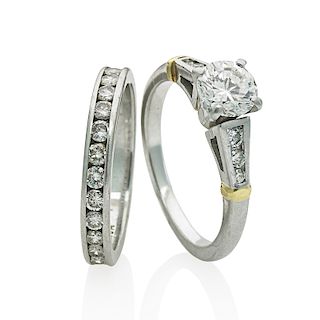 DIAMOND & PLATINUM WEDDING RING SET