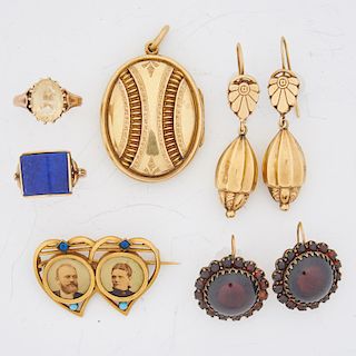 GROUP OF VICTORIAN YELLOW GOLD JEWELRY