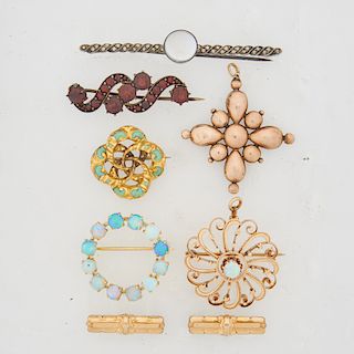 GEM-SET YELLOW GOLD OR SILVER BROOCHES