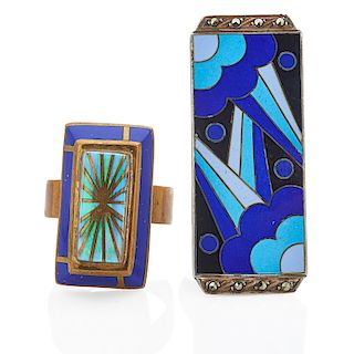 SECESSIONIST GEM SET ENAMELED JEWELRY