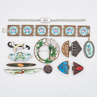 GROUP OF ENAMELED JEWELRY
