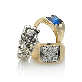 GENTLEMAN'S DIAMOND OR GEM-SET GOLD RINGS