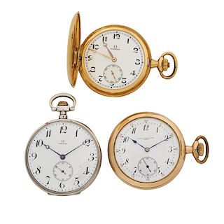 GROUP OF OMEGA OR HENRY BIRKS & SONS POCKET WATCHES