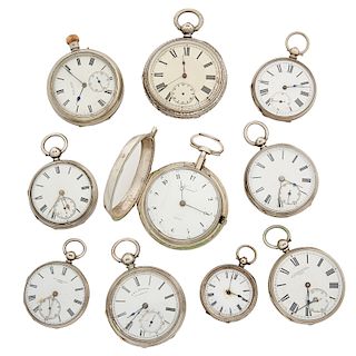 COLLECTION OF MOSTLY ENGLISH SILVER POCKET WATCHES