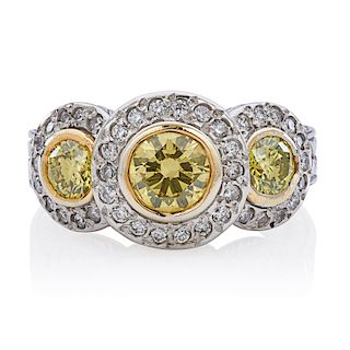 IRRADIATED YELLOW OR WHITE DIAMOND & GOLD RING