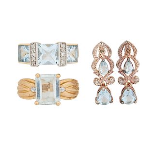 AQUAMARINE YELLOW GOLD OR STERLING JEWELRY, INCL. DIAMONDS
