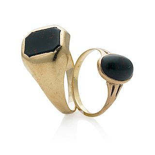 BLOODSTONE & YELLOW GOLD RINGS
