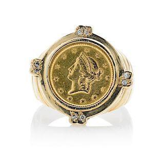 YELLOW GOLD LIBERTY HEAD COIN RING