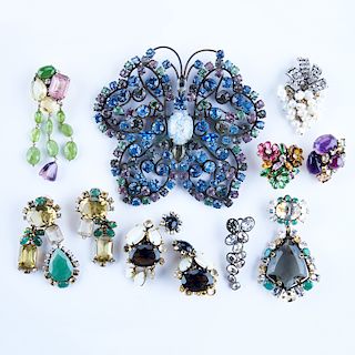 GROUP OF MOSTLY IRADJ MOINI EARRINGS & BROOCH
