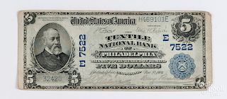 Textile National Bank of Phila. five dollar note
