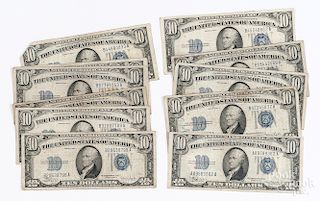 Large group of U.S. blue seal paper currency