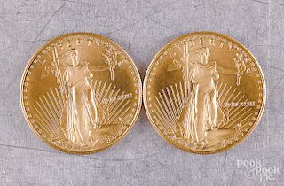 Two Liberty Eagle 1 ozt gold coins