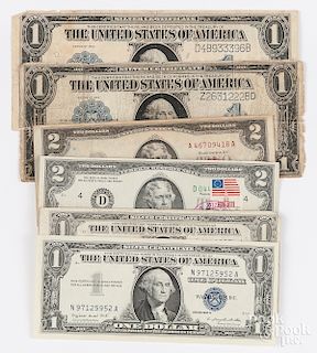 Four U.S. one dollar silver certificates