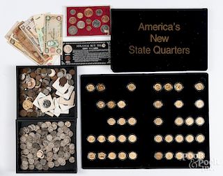 Miscellaneous group of coins and paper currency