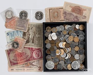 Collection of foreign coins and currency