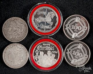 Four 1 ozt fine silver coins