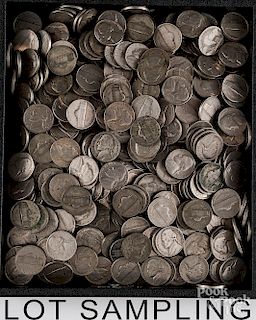 Large group of buffalo and Jefferson nickels