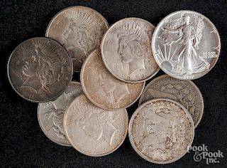 Six Peace silver dollars