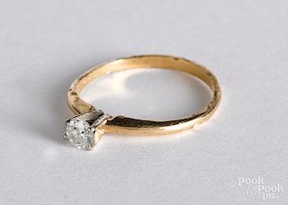 Gold and diamond solitaire ring