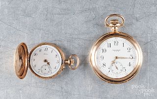 Two 14K gold pocket watches.