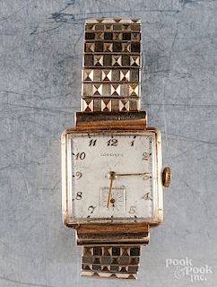 Longines 14K gold wrist watch.