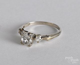 14K white gold and diamond ring, size 7, 1.2 dwt.