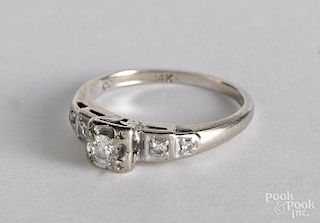 14K white gold and diamond ring, size 7, 1.8 dwt.