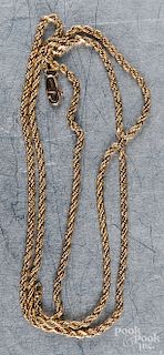 18K yellow gold necklace with 10K clasp, 6 dwt.