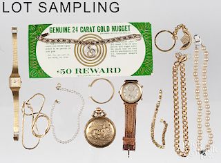 Sterling silver, costume jewelry and wrist watches