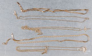 14K yellow gold necklaces, 23.9 dwt.