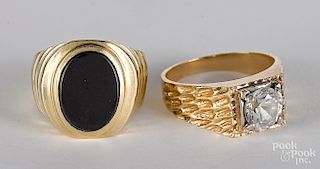 Two 14K yellow gold rings, 12 dwt.