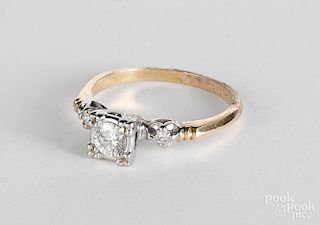 14K gold and diamond ring, size 7 1/2, 1.7 dwt.